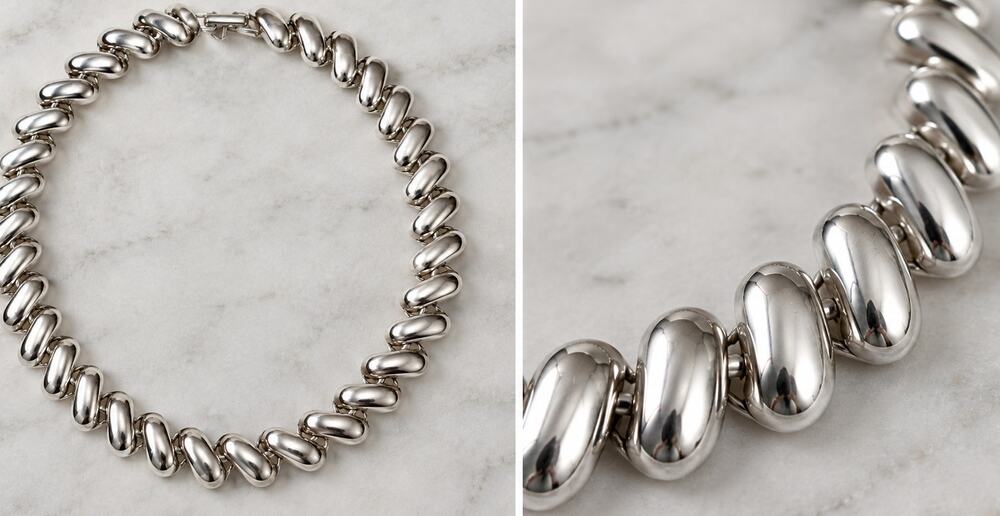 Vintage Premier Designs Silver Tone San Marco Link Collar Necklace